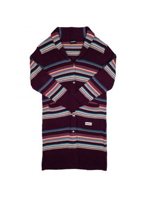 Hooey Ladies Knits Long Duster Pink Turquoise Stripes
