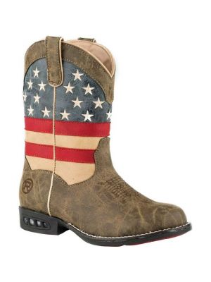Roper Kids Patriotic Light Up Round Toe Western Boot